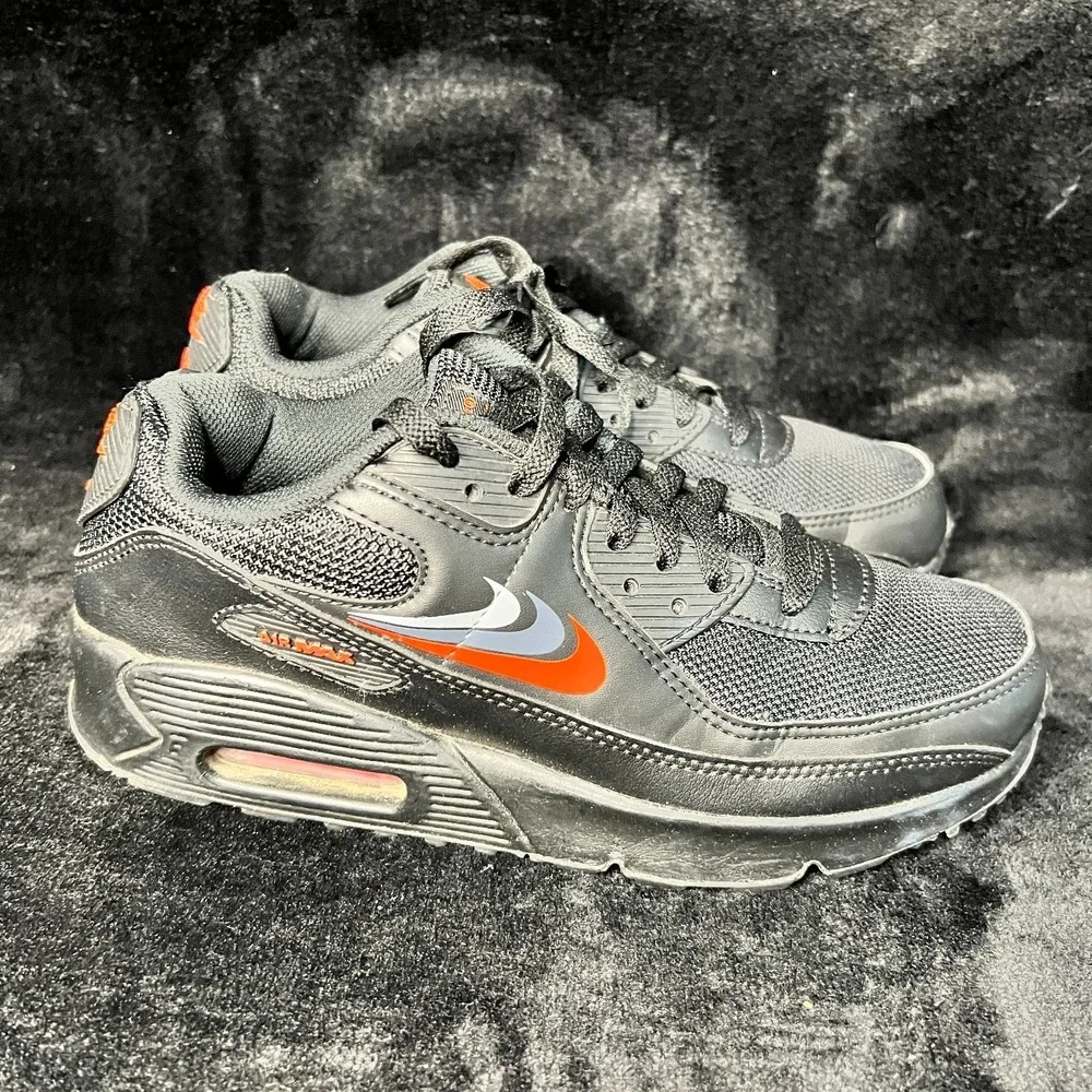 Nike Air Max 90 DX9272-001 Unisex Kid 7 Running Shoes Black Habanero Red Sneaker